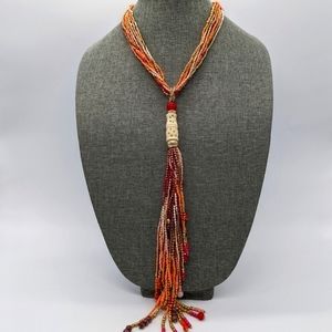 NWOT Chico's Long Colorful Seed Beaded Y-Necklace